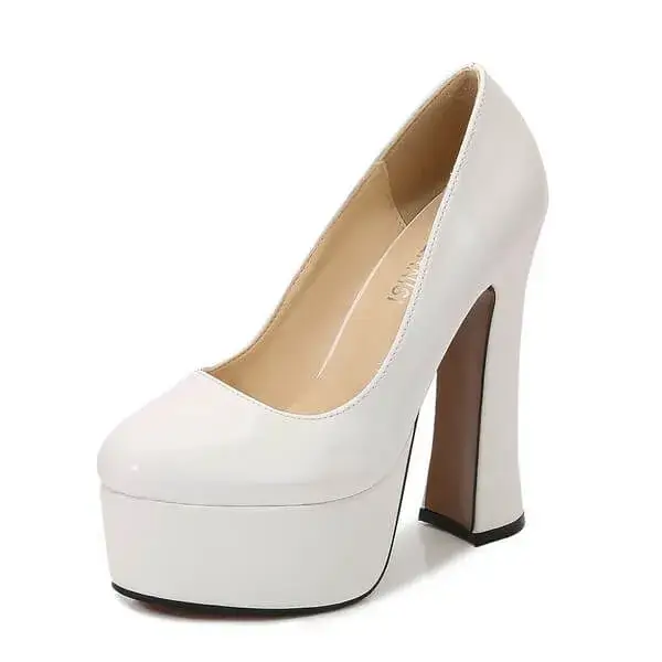 Pickupshoe Women Plus Size Fashion Sexy Thick-Soled Chunky Heel Platform Round-Toe High-Heeled Shoes Wedges