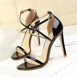 Pickupshoe Women Fashion Sexy Hollow Cross Stiletto Heel Sandals