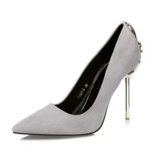 Pickupshoe Women Sexy Metal Heel Pointed-Toe High Heels Shoes