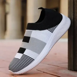 Pickupshoe Women Casual Knit Design Breathable Mesh Color Blocking Flat Sneakers