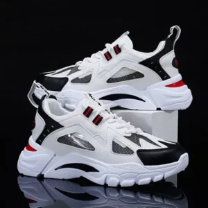 Pickupshoe Men Spring Autumn Fashion Casual Colorblock Mesh Cloth Breathable Lightweight Rubber Platform Shoes Sneakers