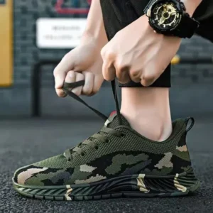 Pickupshoe Men'S Casual Mesh Breathable Camouflage Sneakers