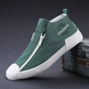 Pickupshoe Men'S Casual Embroidery Zipper High Top Canvas Shoes