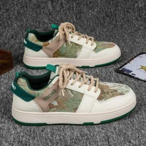 Pickupshoe Men'S Casual Retro Secret Forest Oil Painting Pattern Sneakers