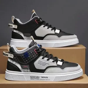 Pickupshoe Men'S Fashion High Top Color Block Sneakers